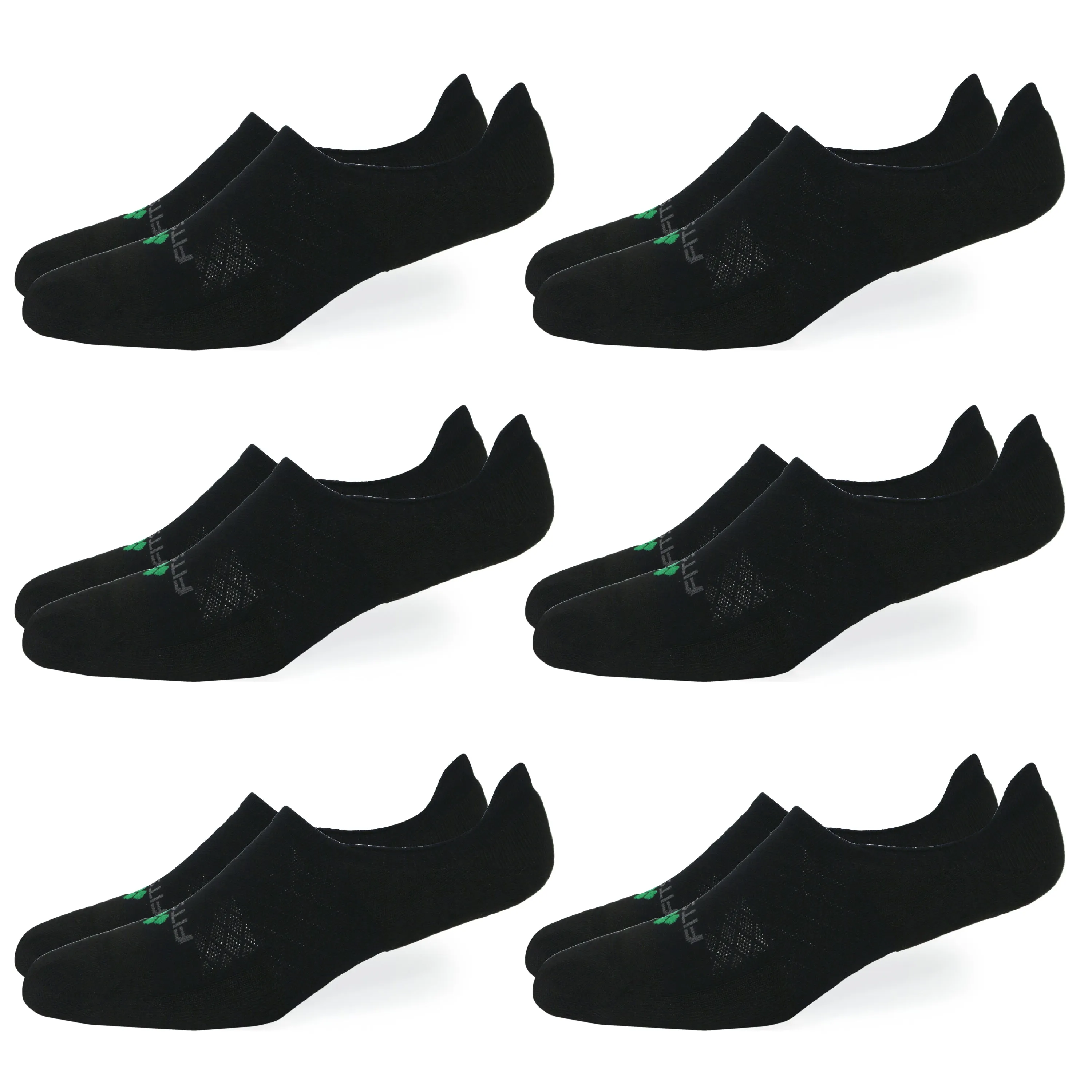 6 Pairs No Show Black