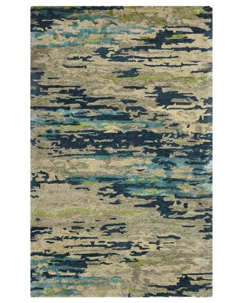 Abstract Hand Tufted Sand Wool & Viscose Carpet | 5 x 3 ft , 6 x 4 ft , 8 x 5 ft