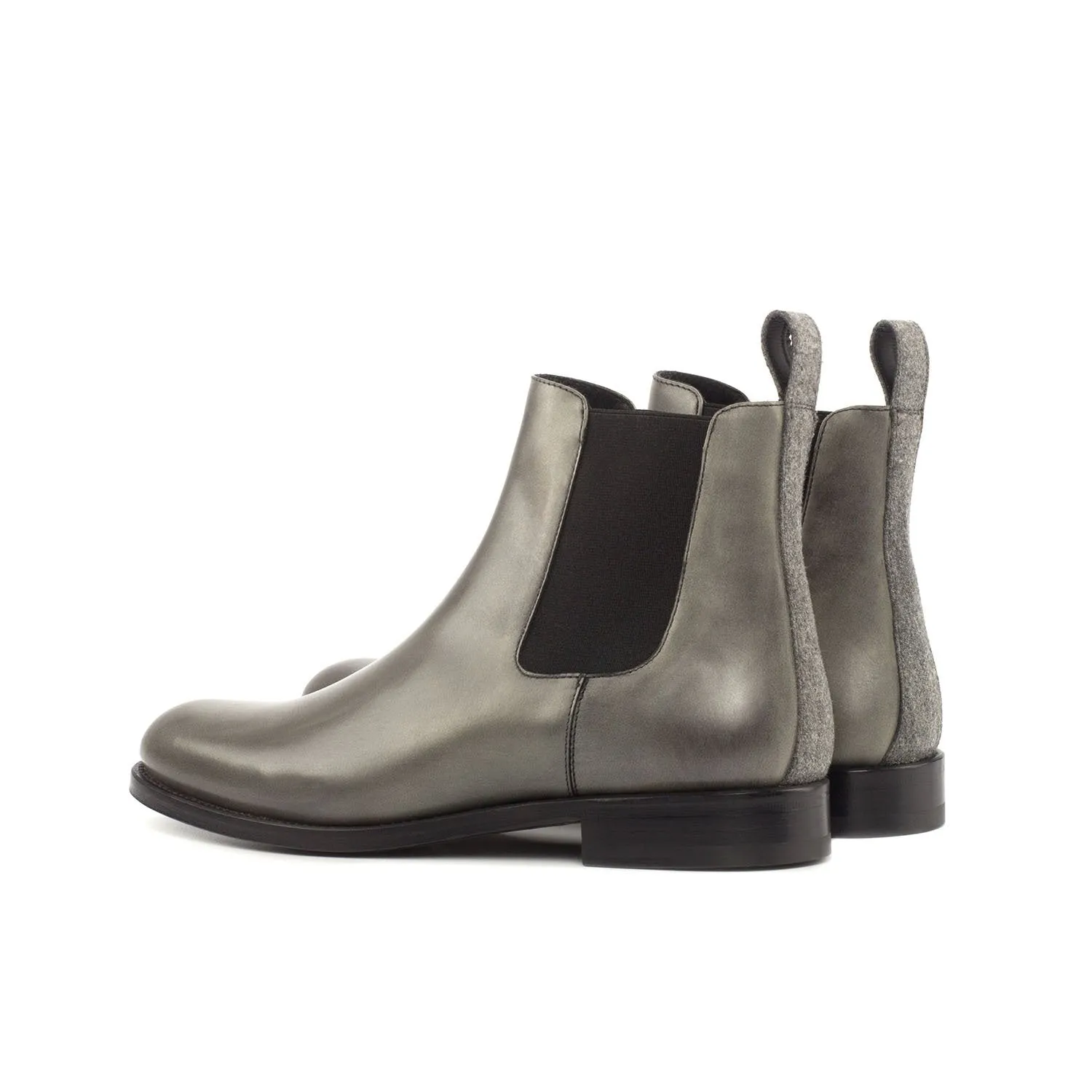 Ambrogio Bespoke Custom Women's Custom Made Shoes Gray Fabric / Polished Suede Leather Chelsea Boots (AMBW1016)