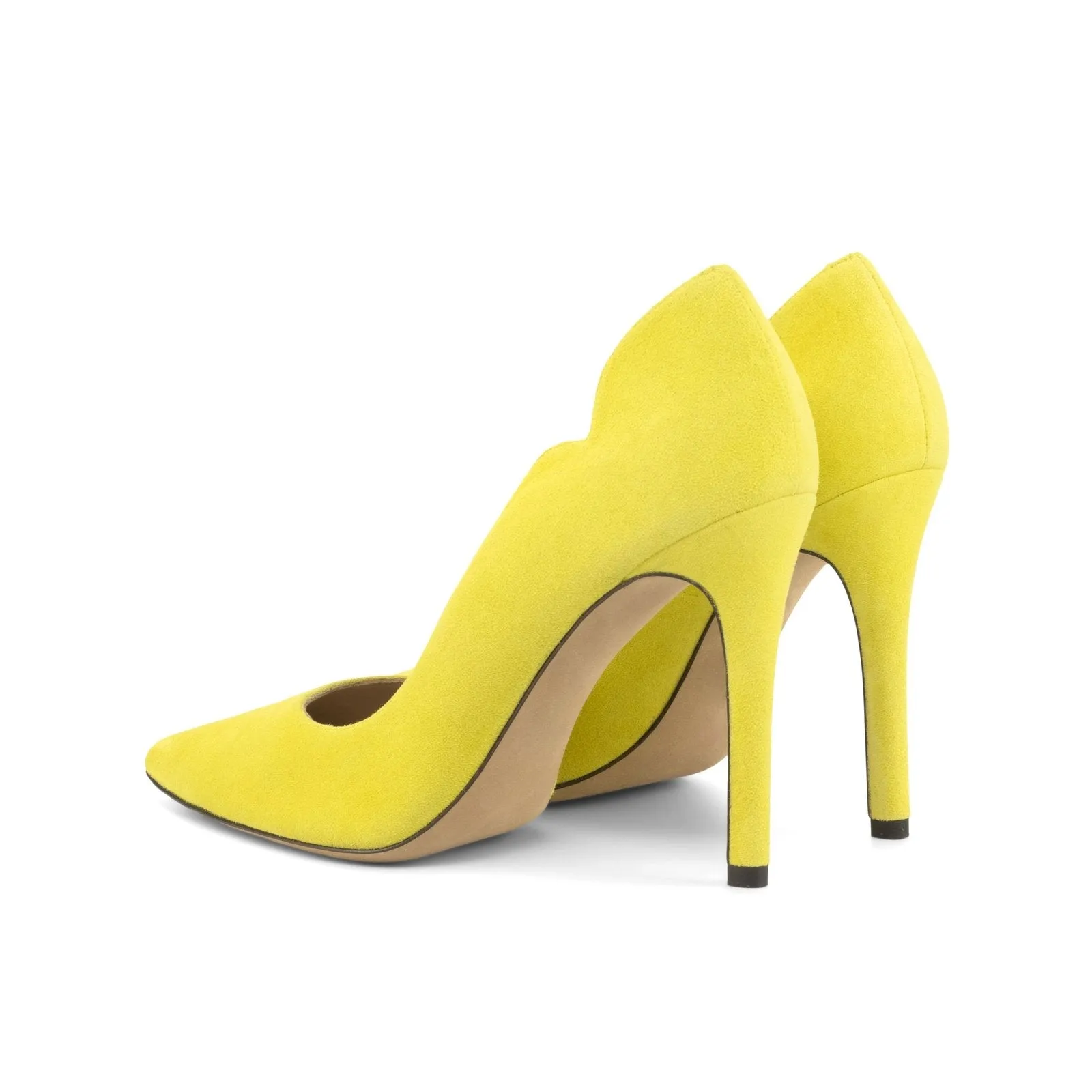 Ambrogio Bespoke Custom Women's Shoes Yellow Suede Leather Genoa Pumps (AMBW1107)