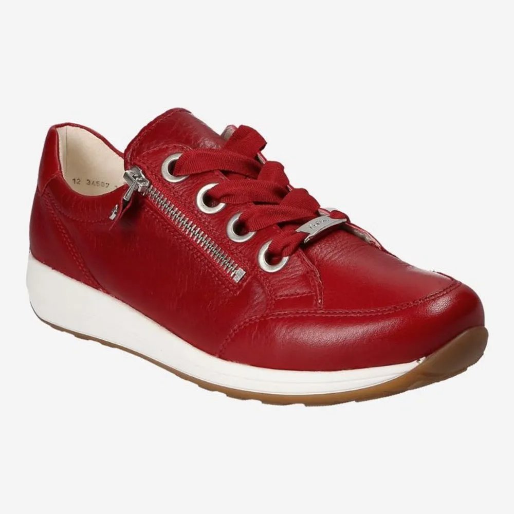 Ara Women's Ollie Zip Slip On Sneaker Red Leather