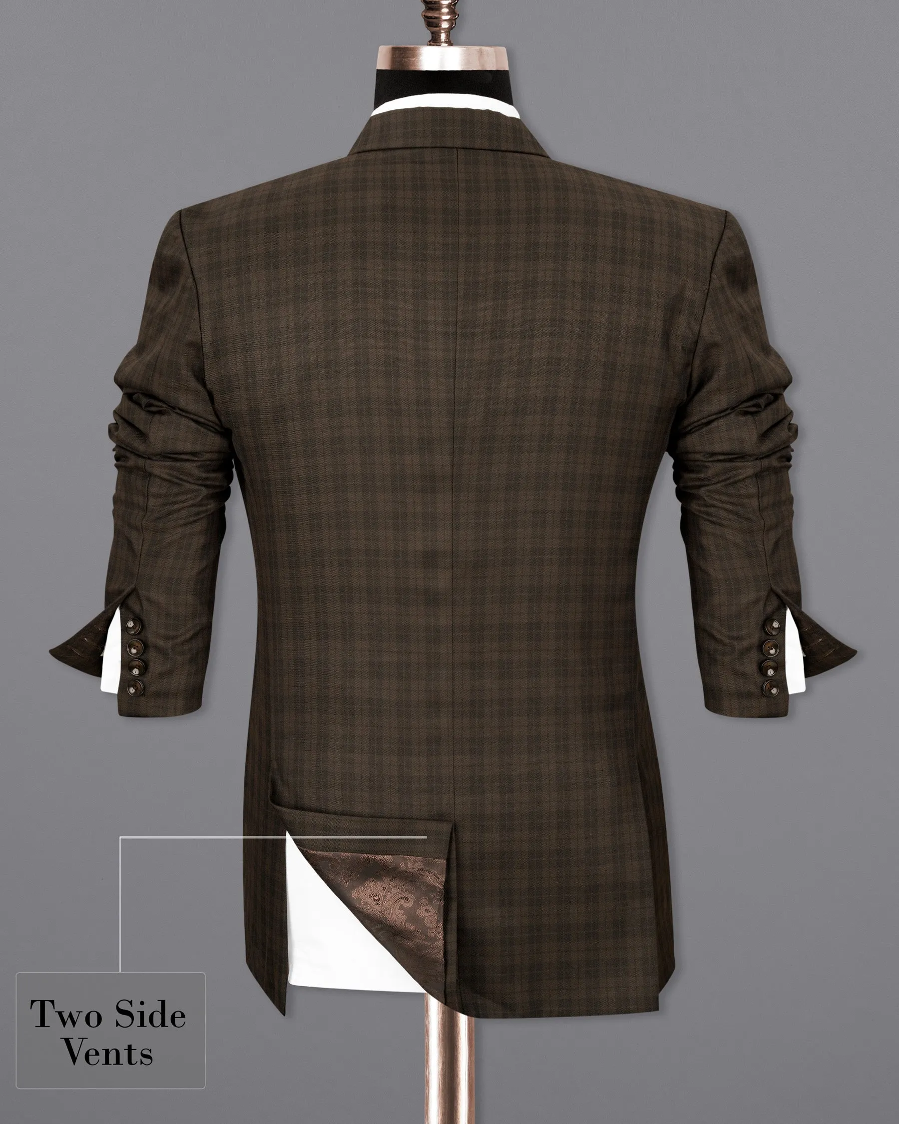 Armadillo Brown Plaid Double-breasted Blazer