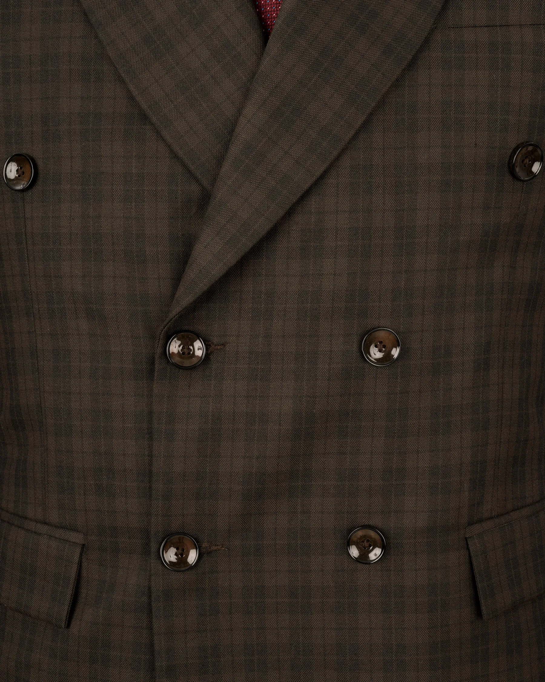 Armadillo Brown Plaid Double-breasted Blazer