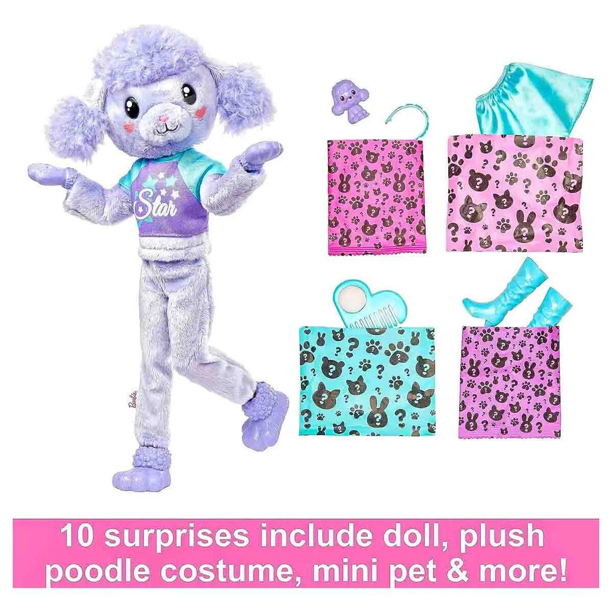 Barbie Cutie Reveal Cute Tees Doll Purple Poodle