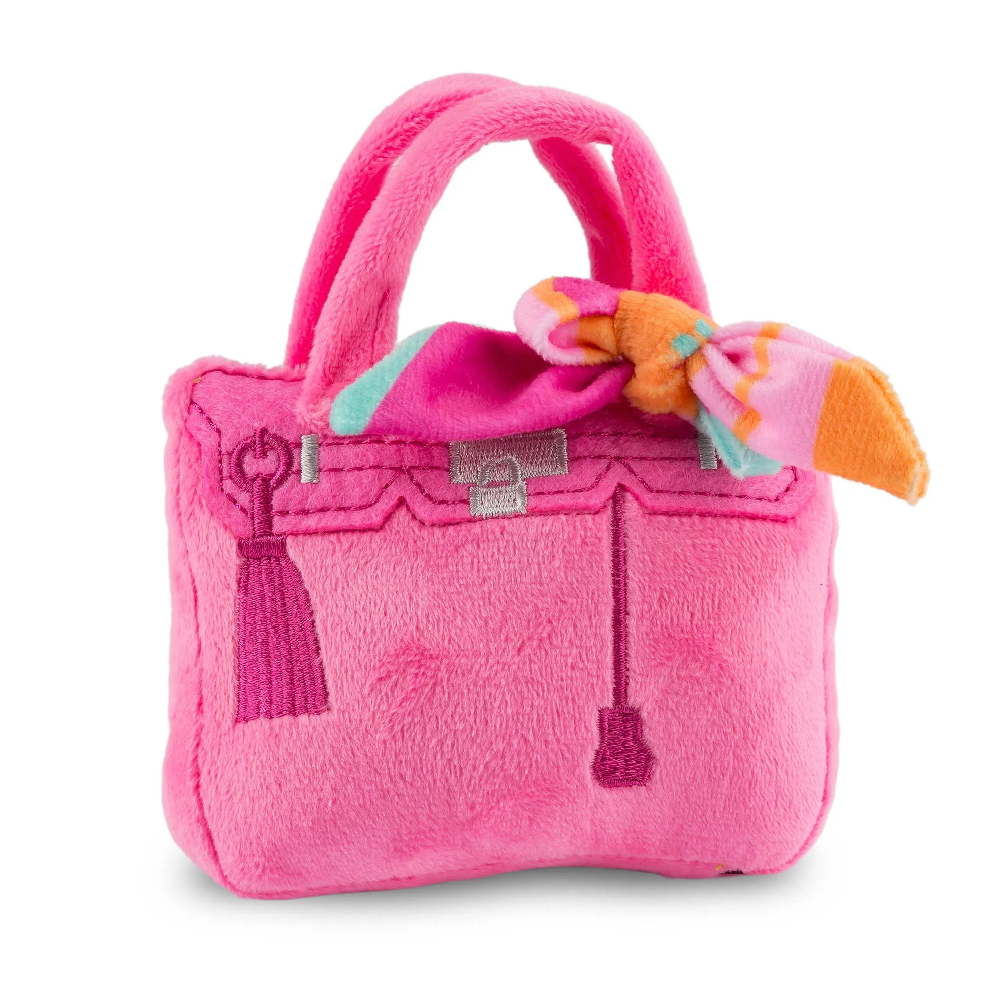 Barkin Bag -  *CHIC DOGGIE* Pink w/ Scarf Squeaker Dog Toy