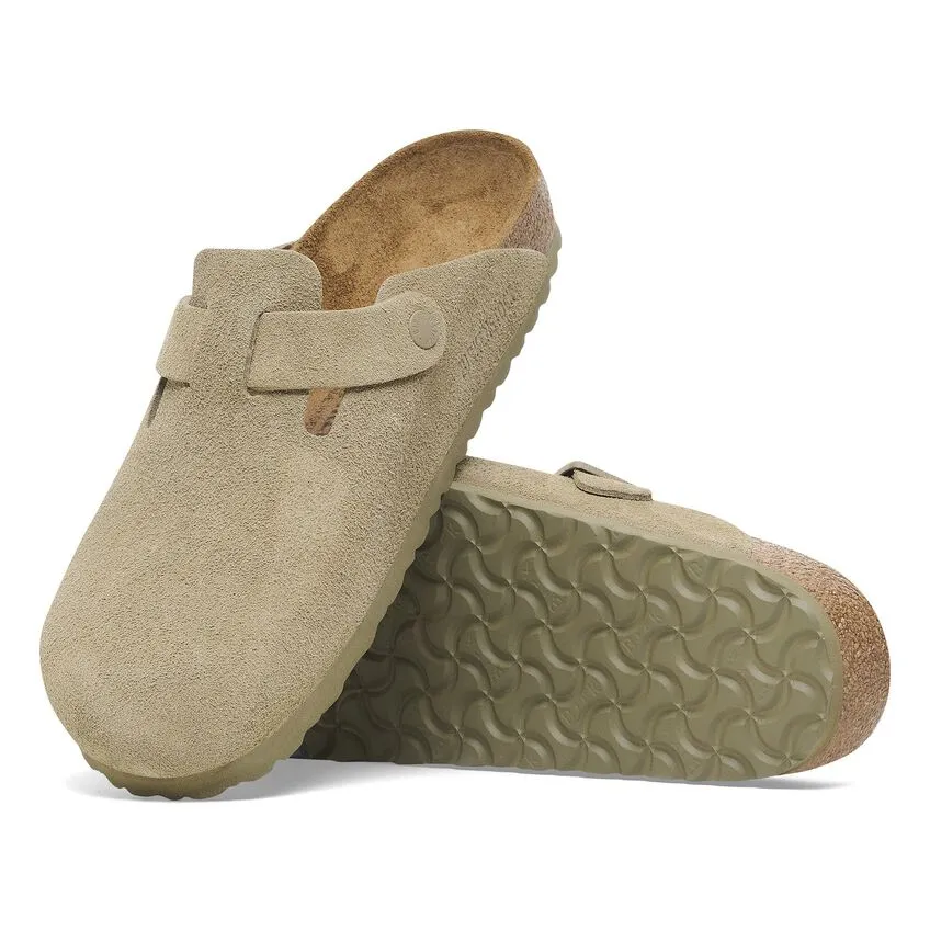 BIRKENSTOCK Men's Boston Suede Leather (Faded Khaki - Regular Fit)