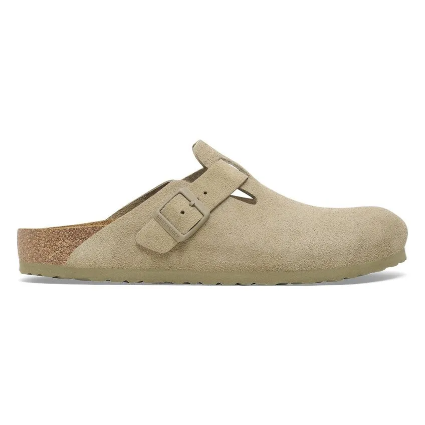 BIRKENSTOCK Men's Boston Suede Leather (Faded Khaki - Regular Fit)