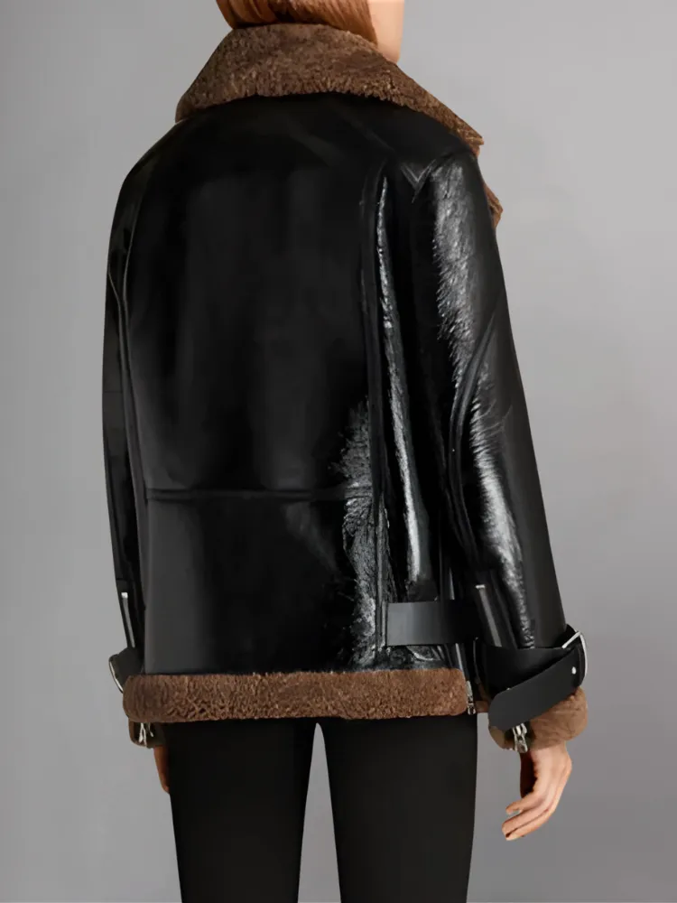 Blanche Rusty Brown Oversized Shearling Jacket