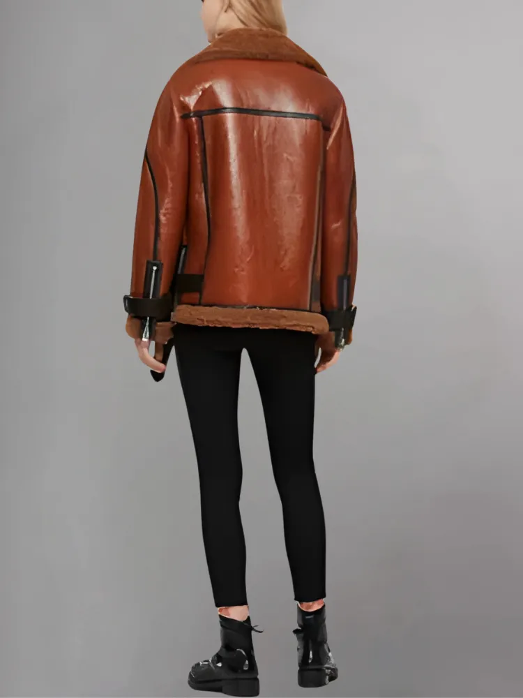 Blanche Rusty Brown Oversized Shearling Jacket