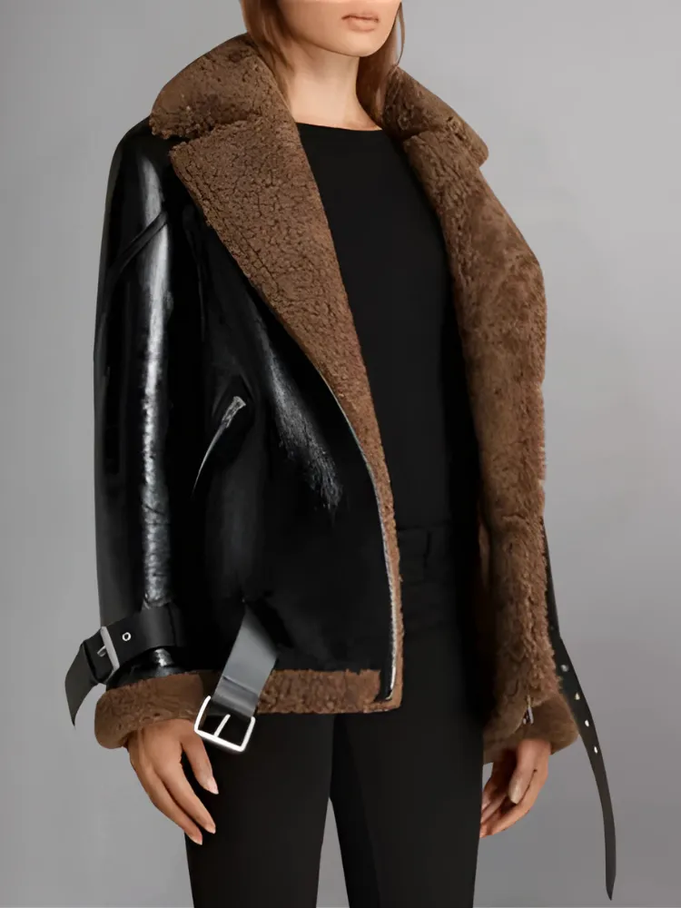 Blanche Rusty Brown Oversized Shearling Jacket