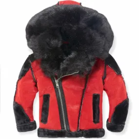 Boys Jordan Craig El Jefe Shearling Moto Jacket (Bred) 91590B