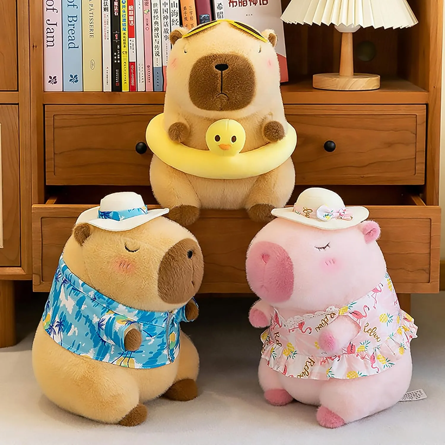 Capybara Wearing Pink Hawaiian Dress Plush Toy