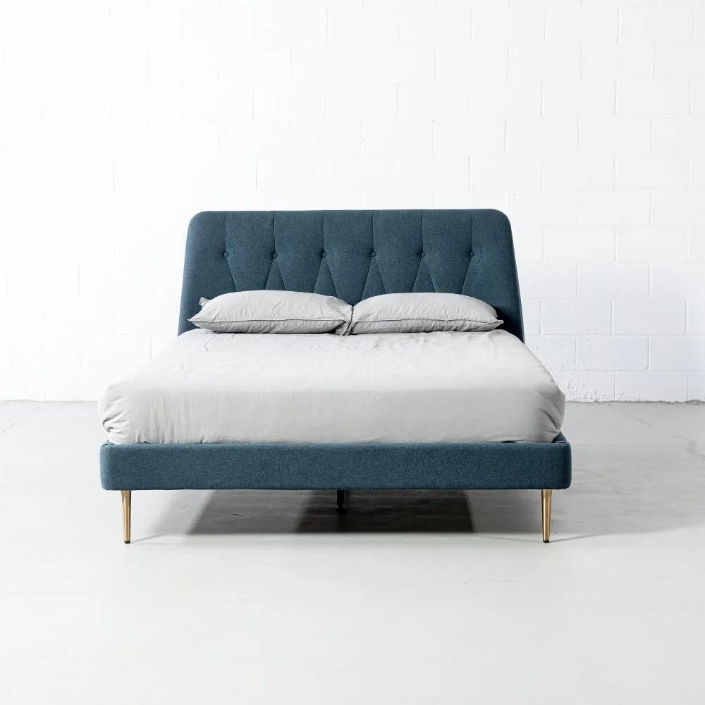 CLARA - Dark Blue Fabric Bed - FINAL SALE