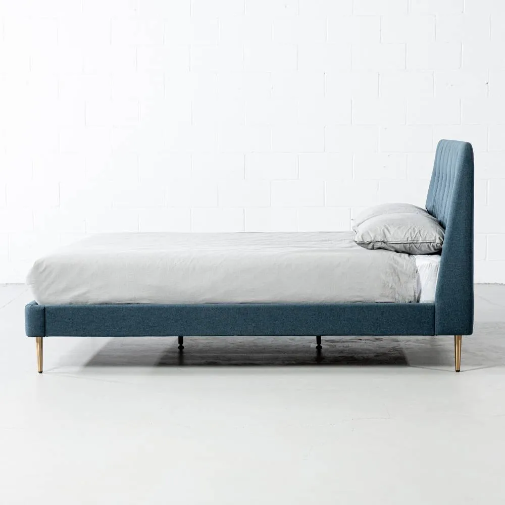 CLARA - Dark Blue Fabric Bed - FINAL SALE