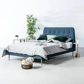 CLARA - Dark Blue Fabric Bed - FINAL SALE