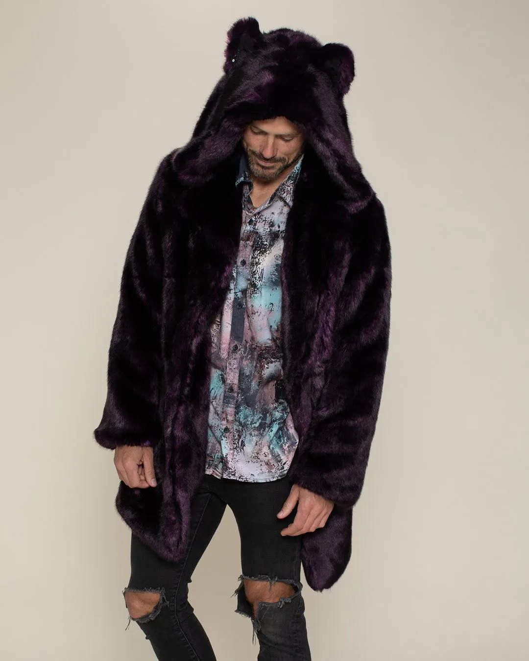 Classic Men's Faux Fur Coat | Midnight Wolf