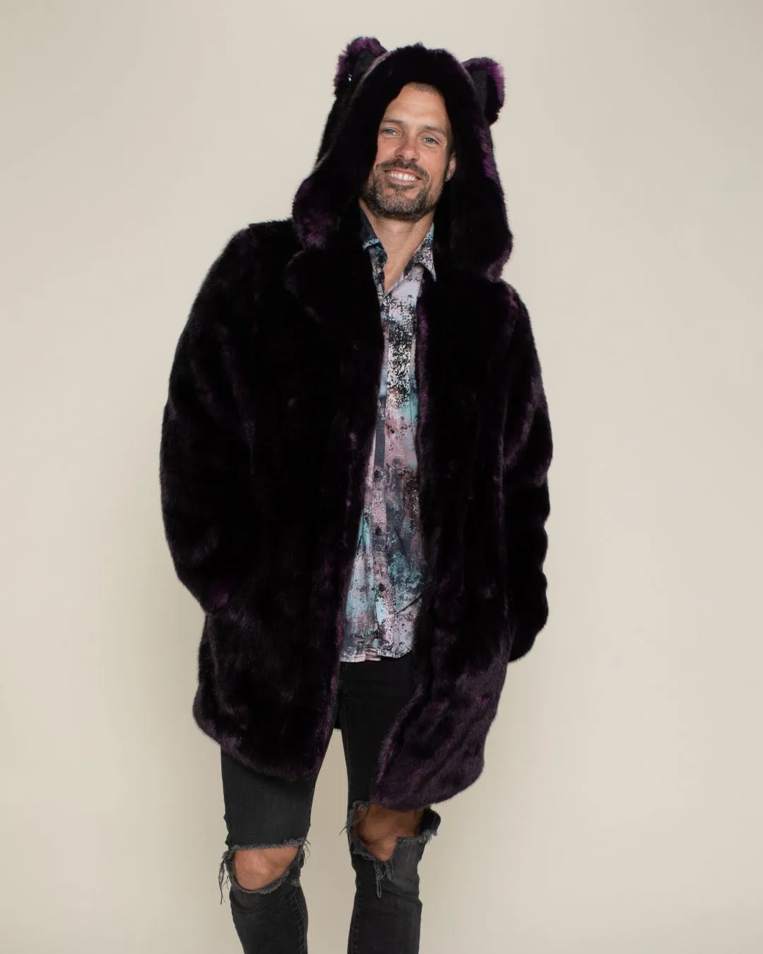 Classic Men's Faux Fur Coat | Midnight Wolf