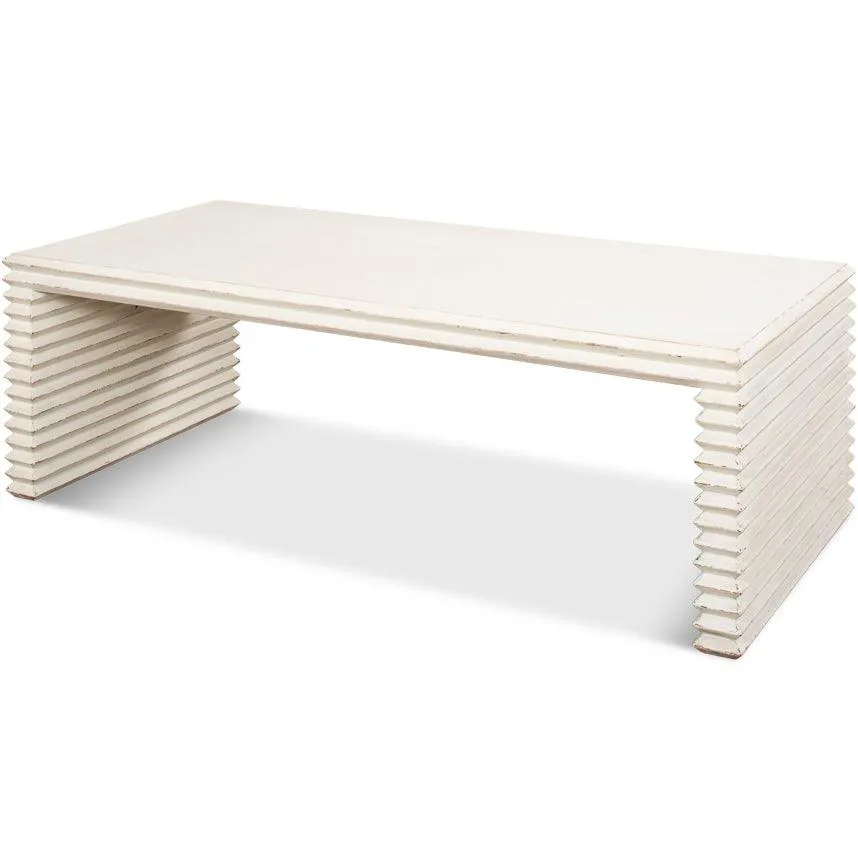 Contemporary White Ribbed Coffee Table