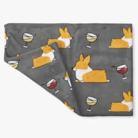 Corgis & Wine Fleece Blanket | 3 Sizes