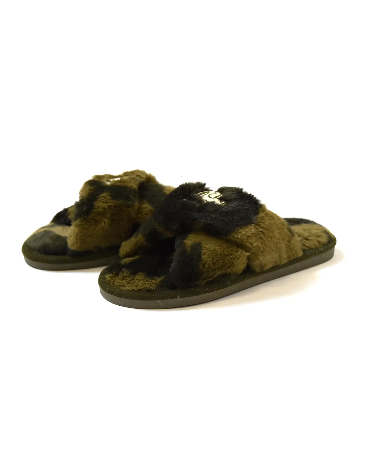 CRISS CROSS SLIPPERS, GREEN CAMO