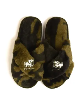 CRISS CROSS SLIPPERS, GREEN CAMO