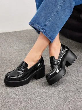 CUCCOO BIZCHIC Stitch Detail Platform Loafer Shoes For Summer Vacation Shoes Summer Sale Back To School Shoes College Student Shoes