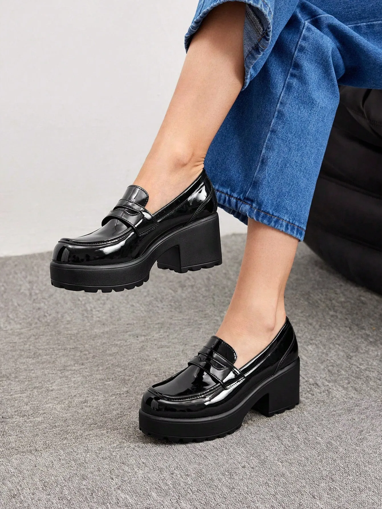 CUCCOO BIZCHIC Stitch Detail Platform Loafer Shoes For Summer Vacation Shoes Summer Sale Back To School Shoes College Student Shoes