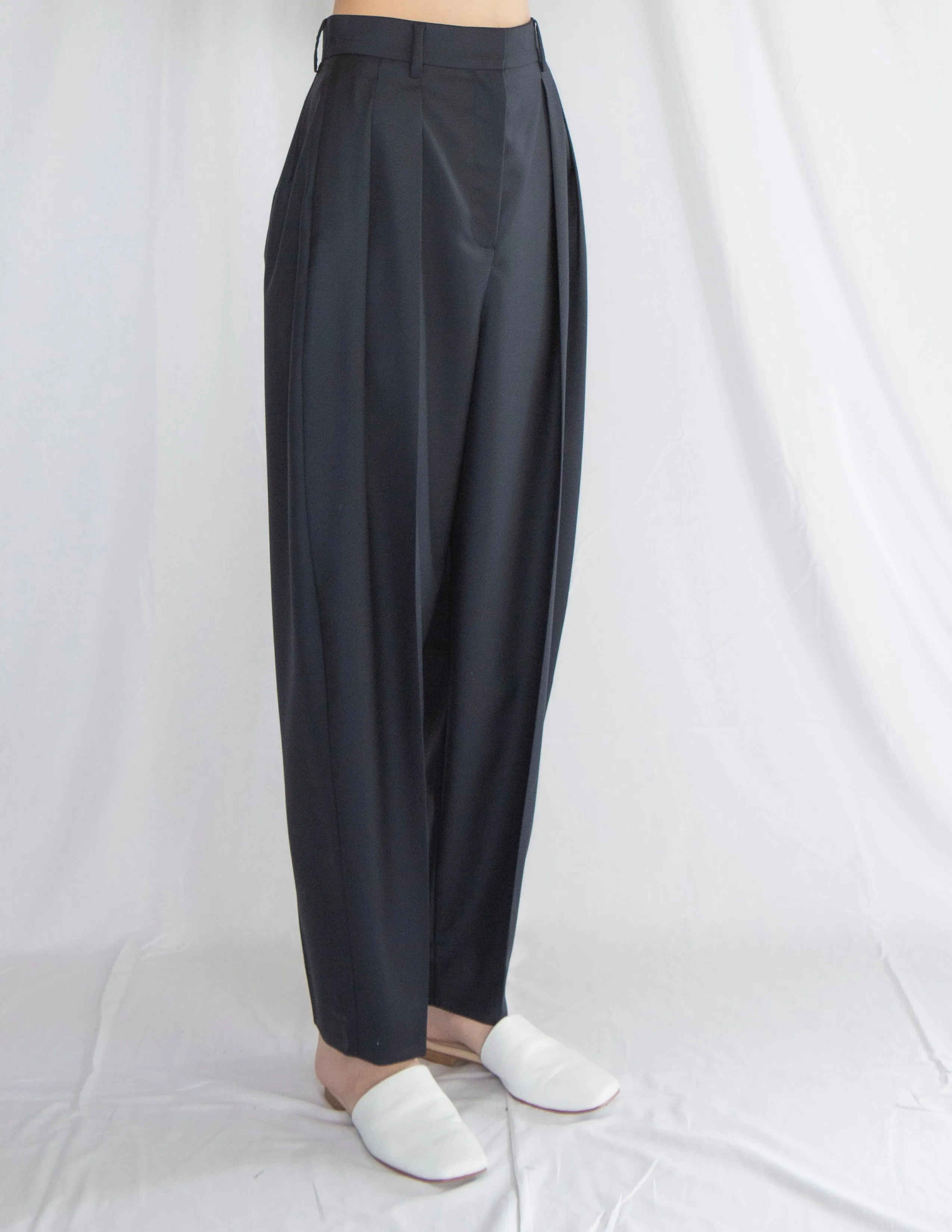 Double Pleated Pants in Wool Suiting