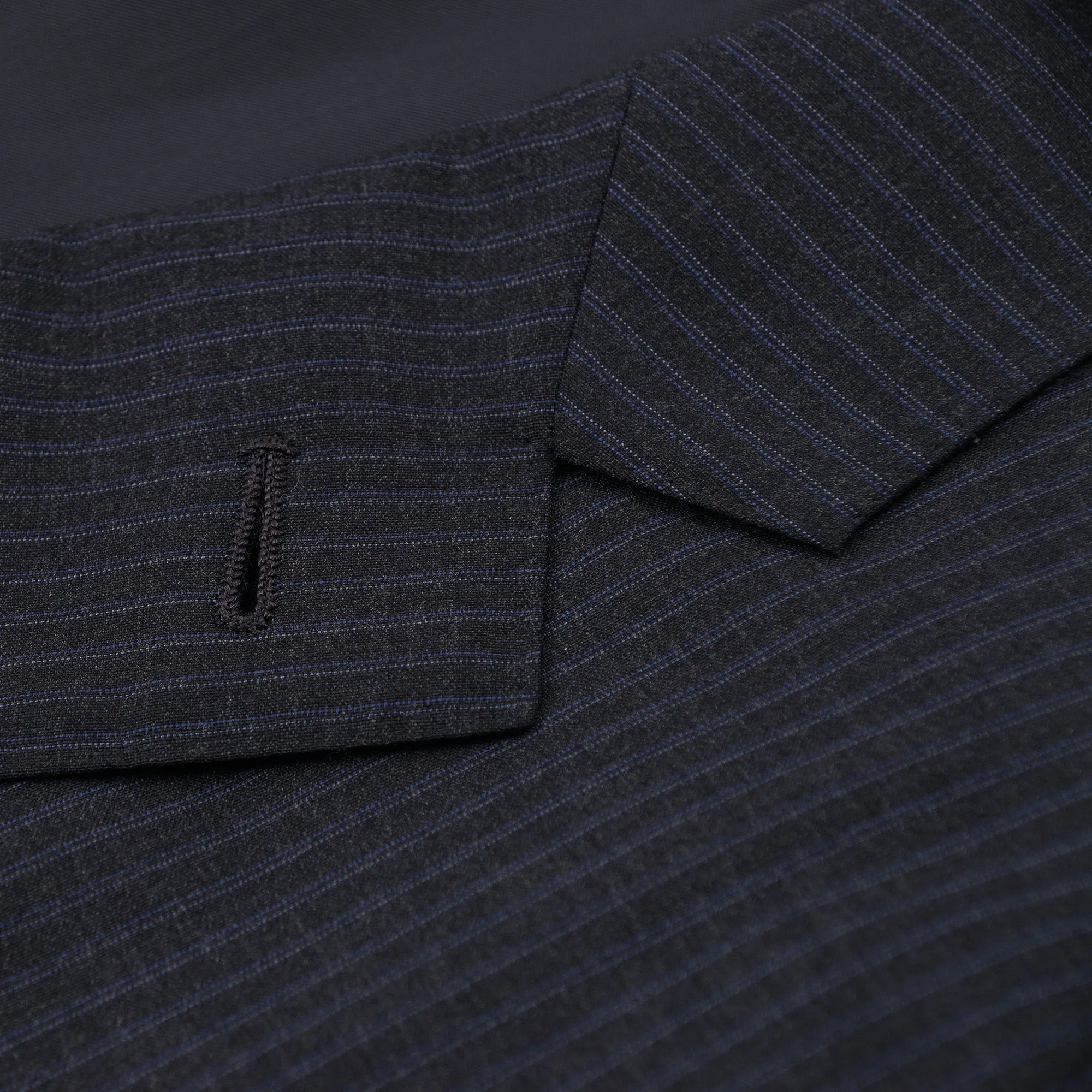 Ermenegildo Zegna Charcoal Gray Striped Wool Suit