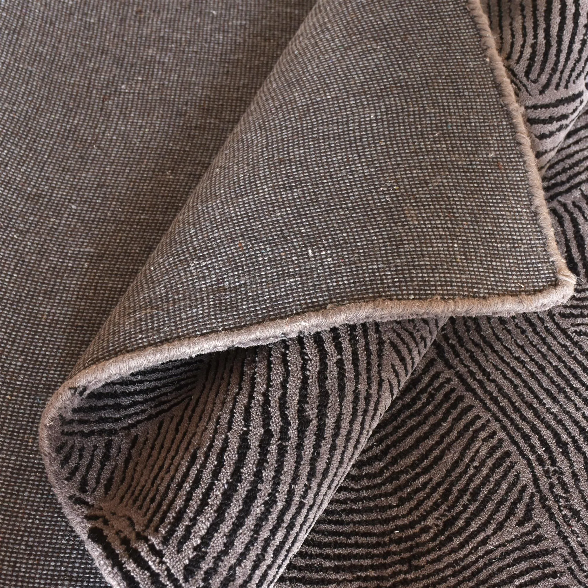 Esher Taupe and Grey Textured Wool Rug