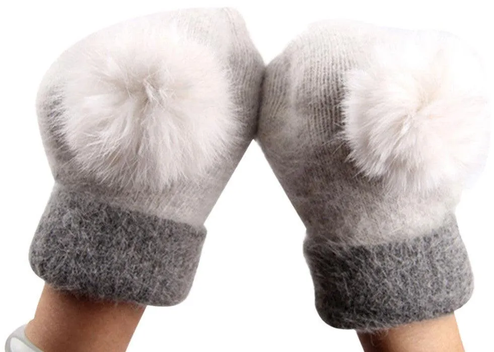 FAUX FUR-LINED MITTENS