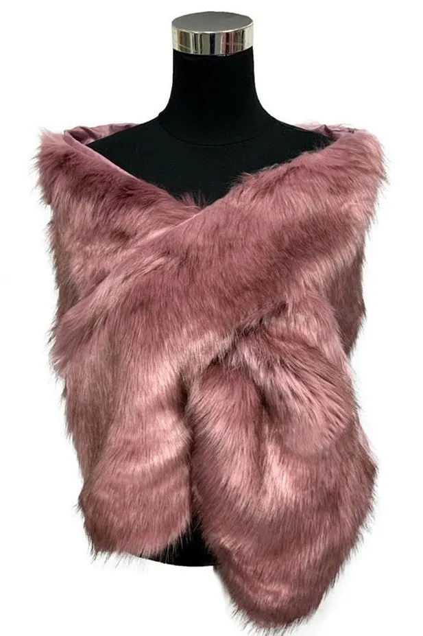 Faux Fur Stole- Antique Plum