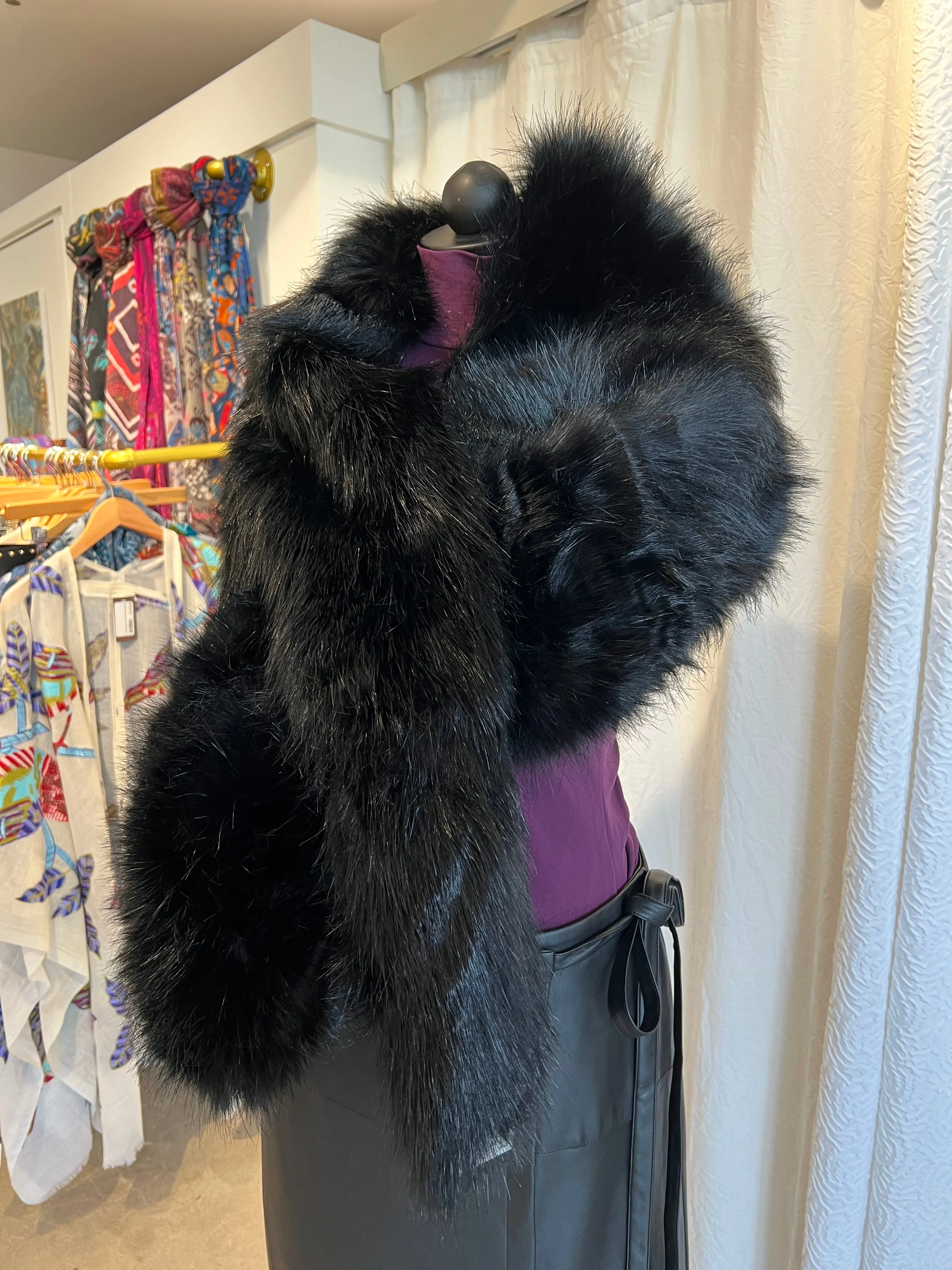 Faux Fur Wrap-Black