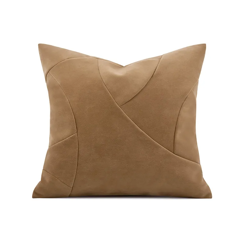 Faux Leather Khaki Throw Cushion