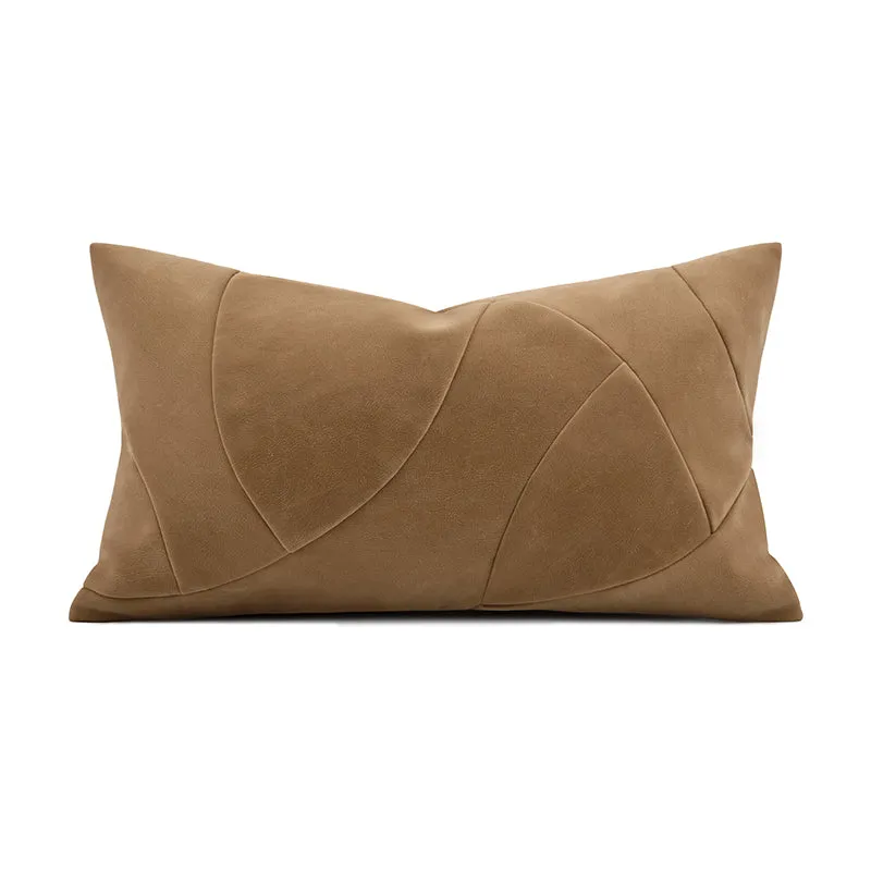 Faux Leather Khaki Throw Cushion