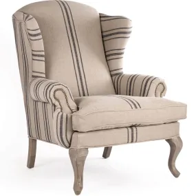 French Blue Striped Arm Chair