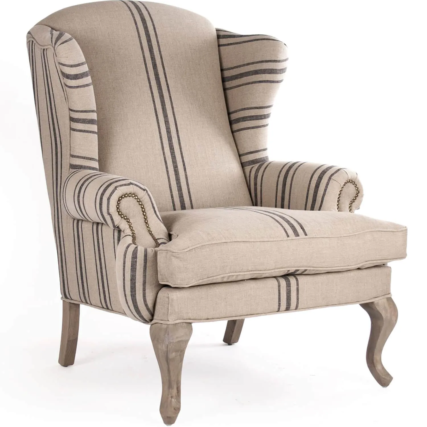 French Blue Striped Arm Chair