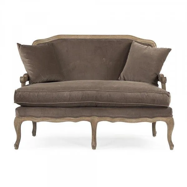 French Brown Velvet Settee