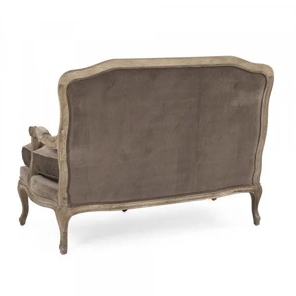 French Brown Velvet Settee