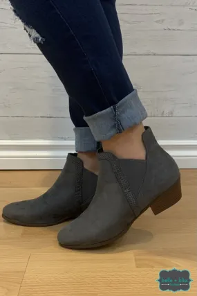 Gail Faux Suede Booties - Grey