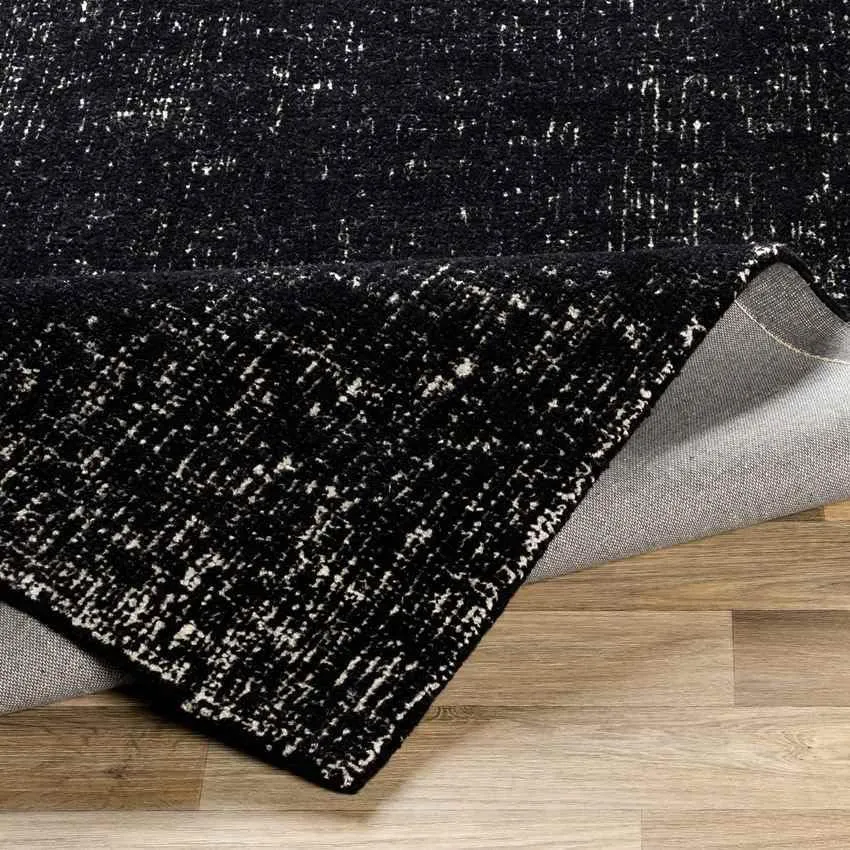 Giles Solid and Border Black Area Rug Carpet for Living Room Bedroom or Kitchen