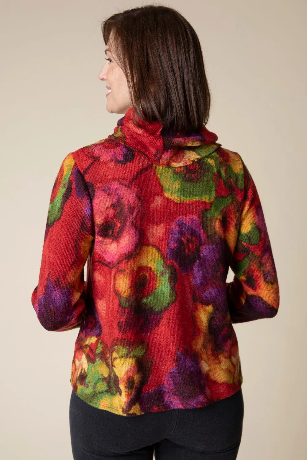 HABITAT EASY COWL-NECK TOP - ABSTRACT FLORAL - 50539APP