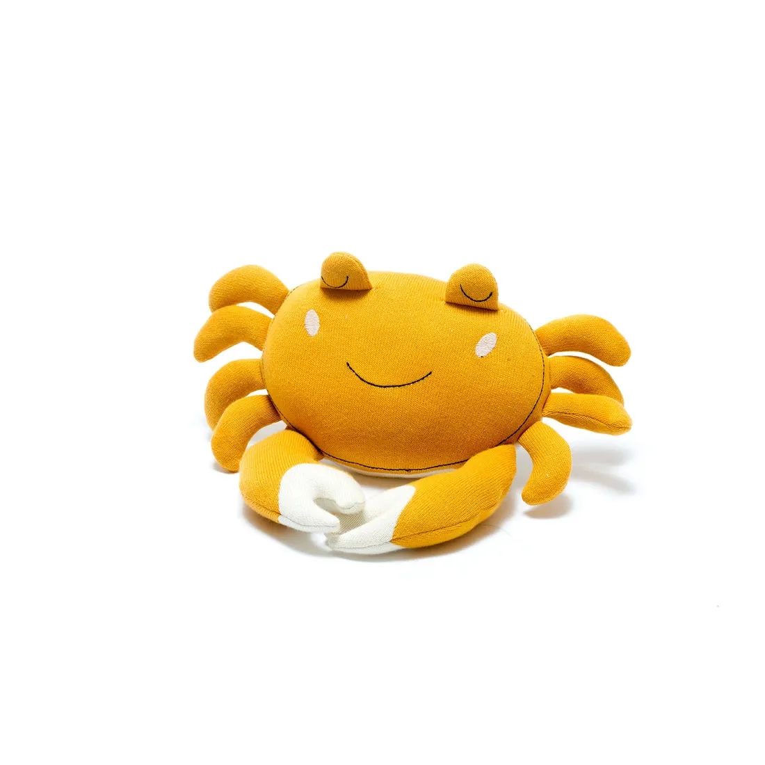 Knitted Organic Cotton Mustard Crab Plush Toy