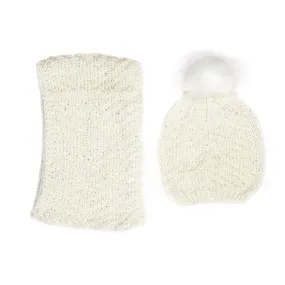 Marilyn Monroe Sequin Knit Beanie And Infinity Scarf Set Ivory