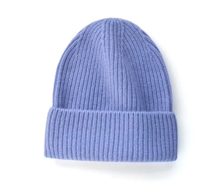 Merino wool beanie hat with fold over hem | 10 colors