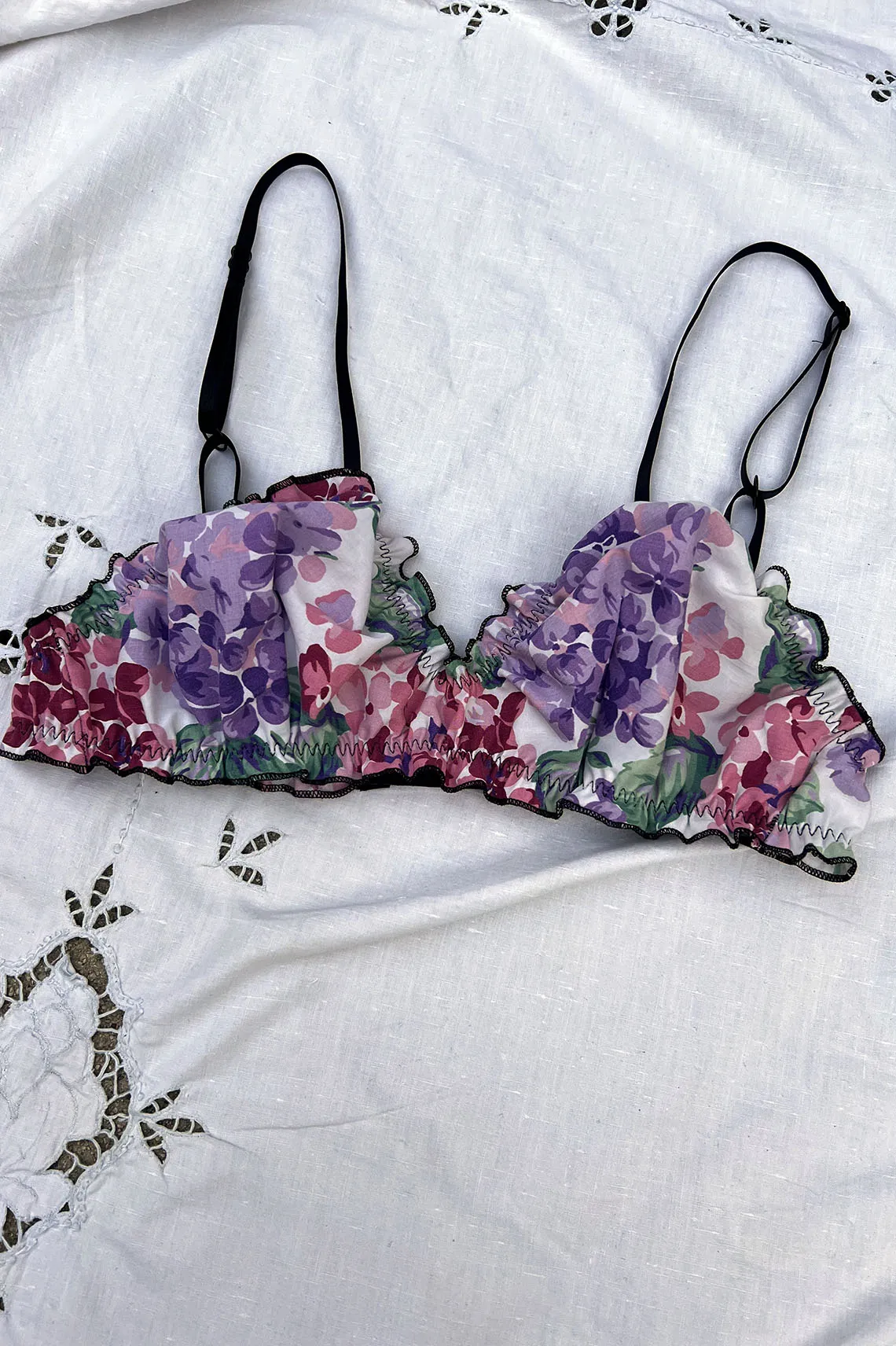 Oleander Bralette in Hydrangea Print