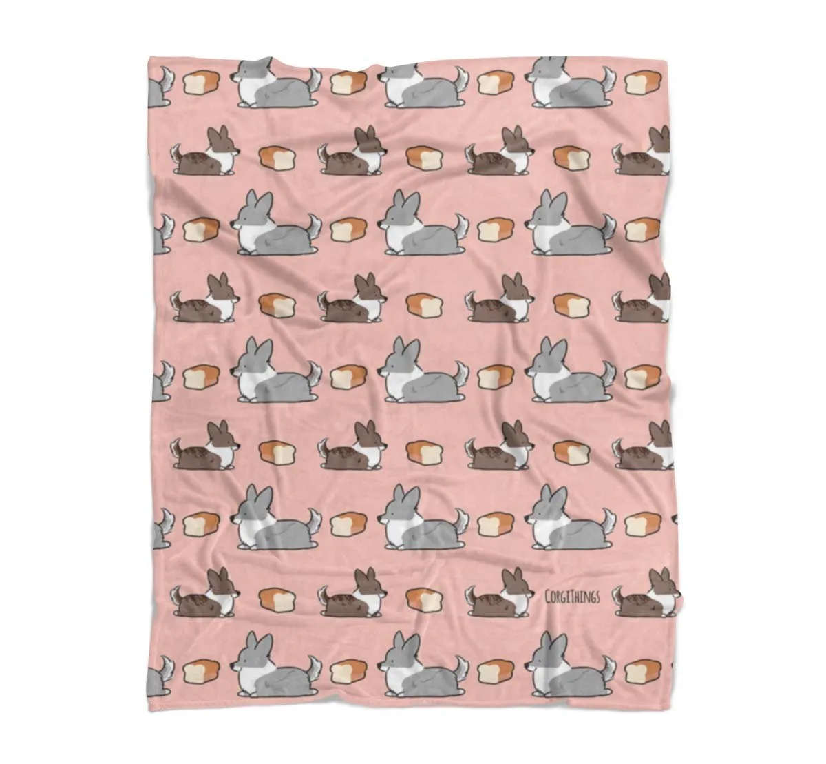 Pink Loaf Cardigan Corgi Fleece Blanket | 3 Sizes