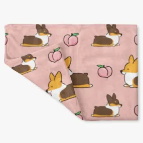 Pink Tricolor Corgi Sploot Fleece Blanket | 3 Sizes