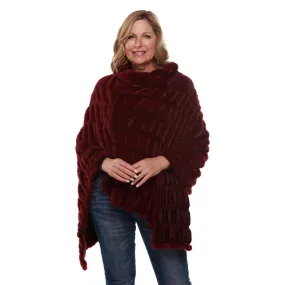 Plush Faux Fur Wine Coat Poncho