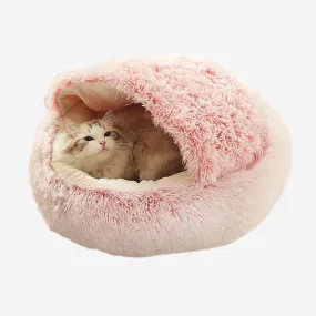 Plush Round Pet Bed & Comfy Warm Nest for Cats & Dogs